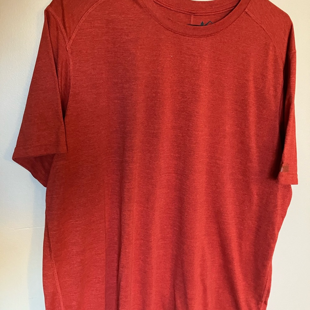 Men's burnt orange REI hiking T-Shirt